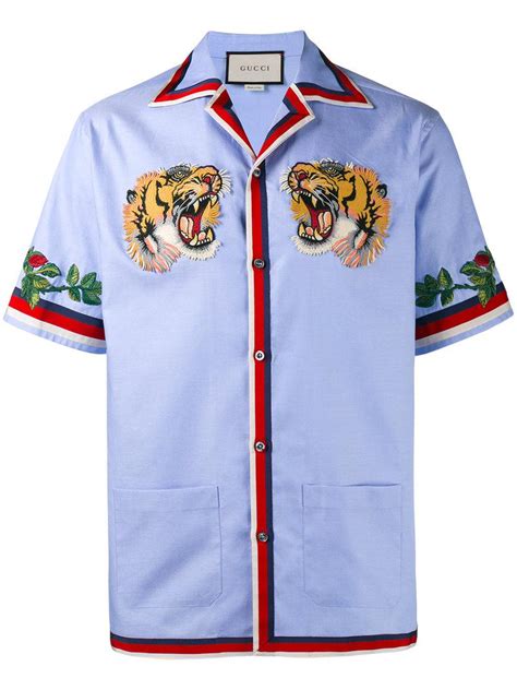 gucci tiger embroidered shirt